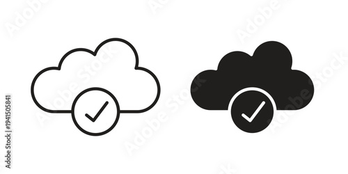 Saved to drive icon simple outline style. Editable stroke EPS 10