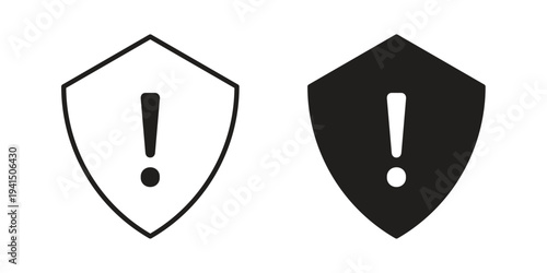 Shield exclamation icon simple outline style. Editable stroke EPS 10