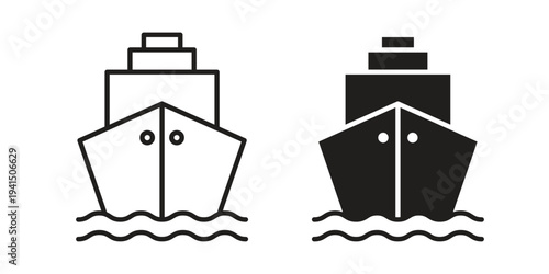 Ship icon simple outline style. Editable stroke EPS 10