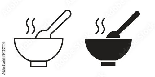 Soup icon simple outline style. Editable stroke EPS 10
