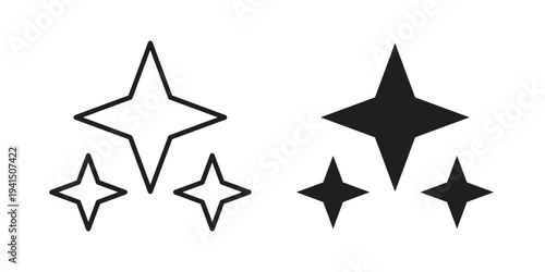 Sparkles icon simple outline style. Editable stroke EPS 10