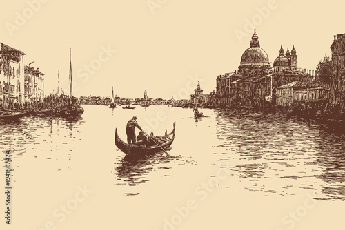 Venice, Italy illustration in a vintage style. This vector illustration can be used in any size you like for advertising, logos, and other work.
