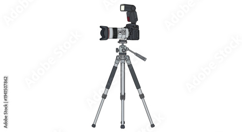 Vector illustration of a camera on a tripod