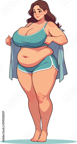 donna in varie pose illustrazione in costume da bagno in biancheria intima o vestita  vettoriale	
