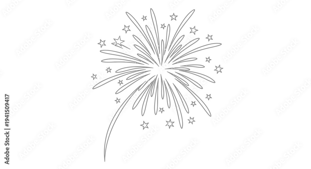 Obraz premium Line art illustration of a bursting firework with radiating sparks and trails