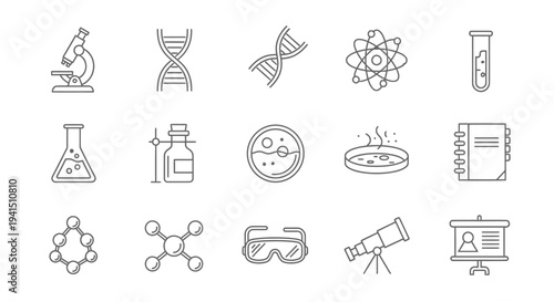 Science and research icons for educational and professional use
