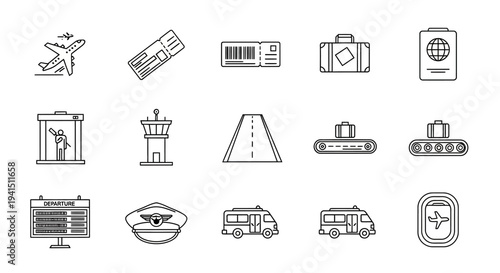 Travel and transportation icons for modern travel concepts