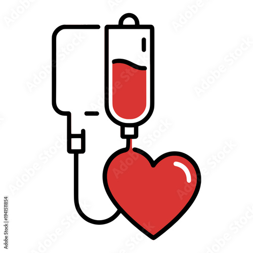 Blood Infusion Drip With Heart Icon for App UI