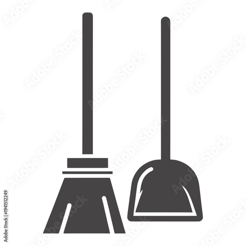 Broom and Dustpan Set Outline UI Icon for App UI