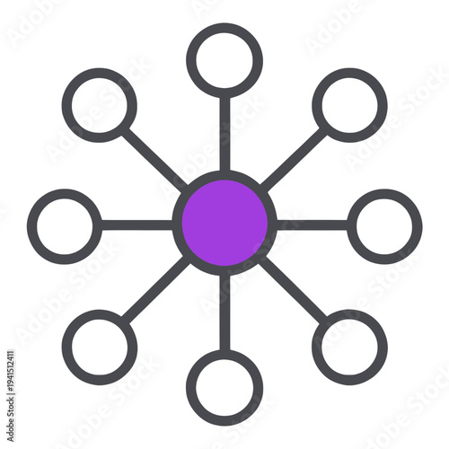 Central Purple Circle With Eight Outer Rings UI Icon for Dashboard Interface