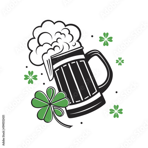 st patrick day background with cup of beer vector 