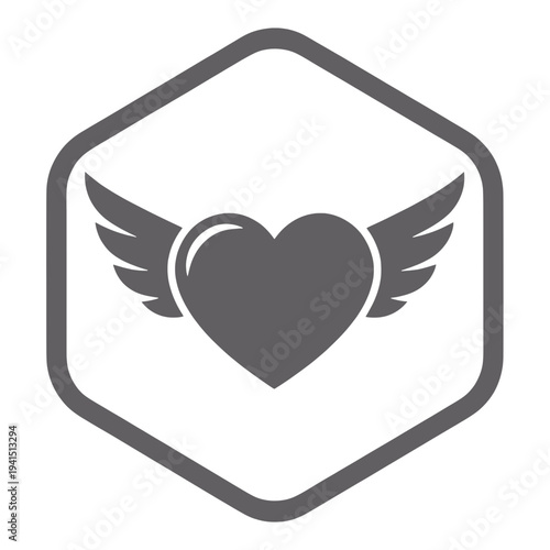 Filled Heart With Wings UI Icon for App UI