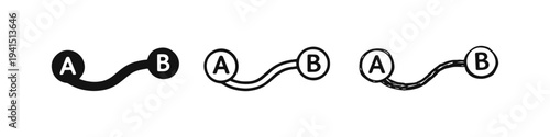 A to B Connection Path Icons Set - Journey Process Route Symbols for Start and End Point Navigation