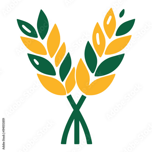 Filled Wheat Sheaf with Green Stalks Vector Icon for App UI