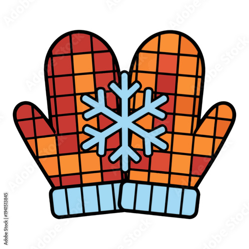 Filled Winter Mittens With Snowflake Icon for App UI
