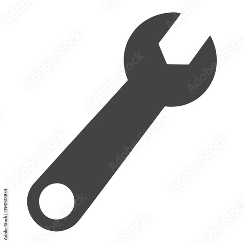 Filled Wrench Tool UI Icon for App UI with Circular Hole