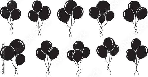 Black Balloons on White Background for Party Decoration Ideas