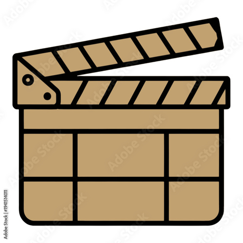 Film Clapperboard with Striped Hinges Line Icon for Web Interface