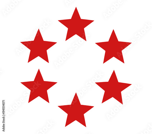 Five Red Stars in Circle Filled Vector Icon for App UI