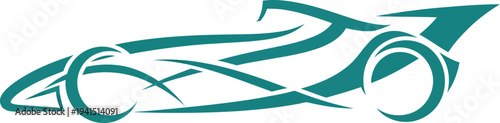 Abstract Tribal Style Racing Car Silhouette.