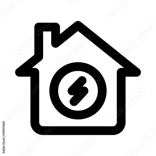 Home electricity icon. Home electricity modern professional line icon with minimal vector design representing residential power supply, energy system, and electrical infrastructure concept.