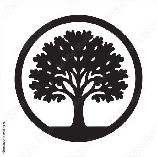 oak tree abstract silhouette clip art logo design concept illustration idea