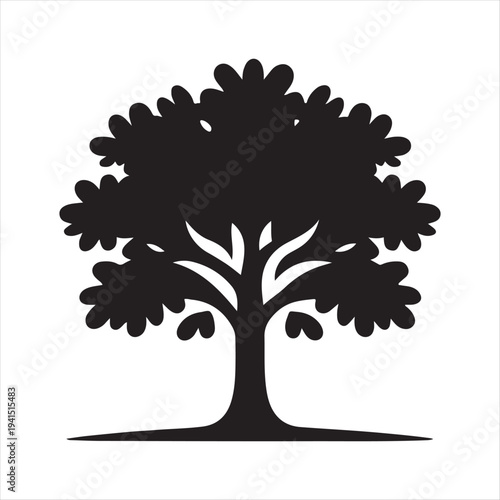 oak tree abstract silhouette clip art logo design concept illustration idea