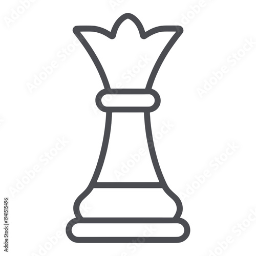 Outline Chess Queen Icon for App UI with Crown Top