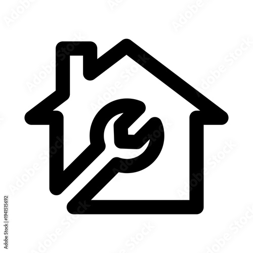 Home repair icon. Home repair modern professional line icon with minimal vector design representing house maintenance, renovation service, construction tools, and property improvement concept.