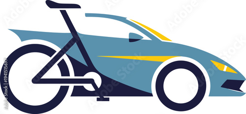 Hybrid Bicycle Car Concept Transportation Symbol.