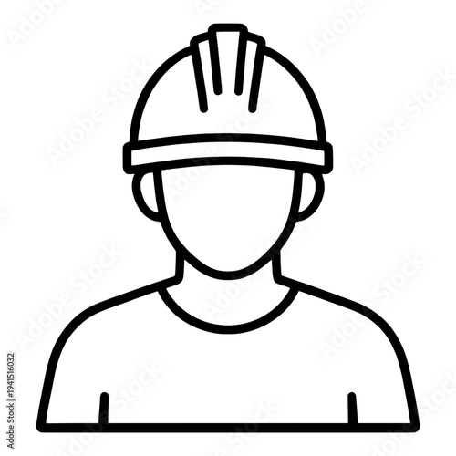 Outline Construction Worker With Hard Hat UI Icon for App UI