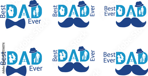 Set of "Best Dad Ever" and "Happy Father's Day" typography design