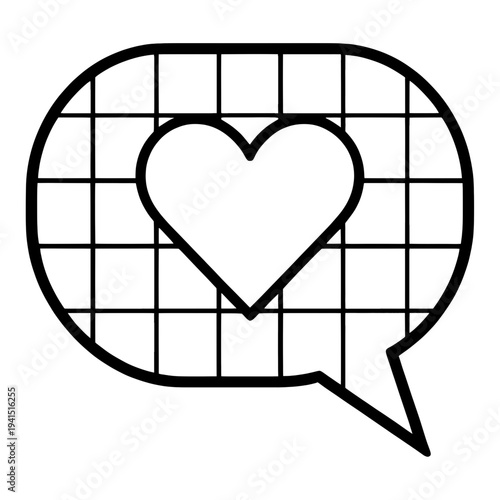 Outline Heart in Speech Bubble UI Icon for App UI