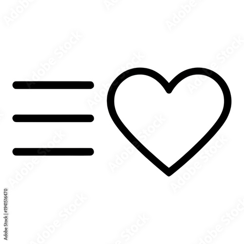 Outline Heart With Three Horizontal Lines App Icon for Mobile Interface