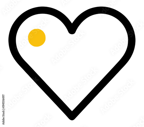 Outline Heart With Yellow Dot UI Icon for App UI