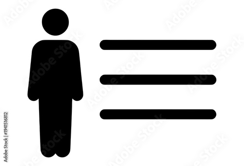 Outline Person with Three Horizontal Lines UI Icon for App UI