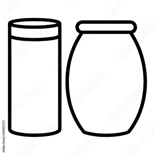 Outline Salt and Pepper Shakers Icon for App UI with Double