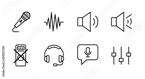 Assorted icons representing various audio and communication concepts