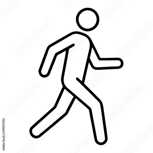 Outline Walking Person Icon for App UI with Rounded Head
