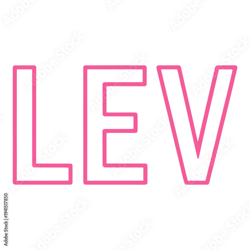 Pink Outline Letter LEV Vector Icon for App UI