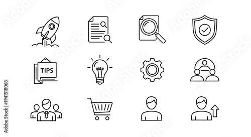Set of icons representing various services and features
