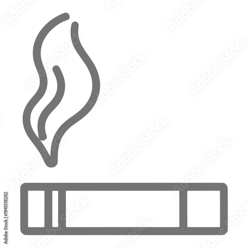 Smoking Cigarette with Smoke Lines Vector Icon for App UI