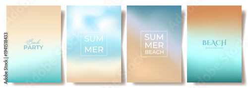 Summer Beach Background with Blur Gradient. Blurred Summer Sea Wave Background with Soft Gradient. Abstract Liquid Card Poster with Blurry Effect. Bright color blend with Colorful wave Mix. Trendy