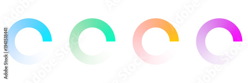 446.6 Glowing gradient circular loading progress indicator set with modern style for web and app interface design colorful digital vector ui elements isolated on transparent