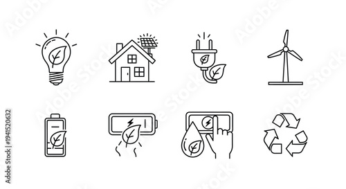 Illustrations of various energy sources and their applications in modern life