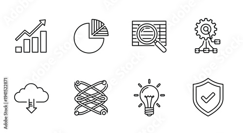 Icons representing various aspects of business and technology