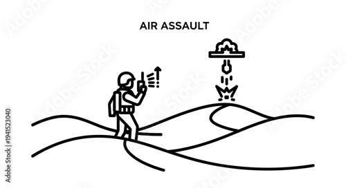 Air Assault Soldier in Desert with Drone Attack