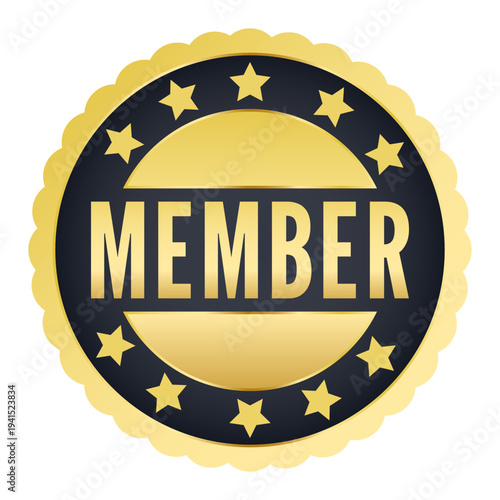 Gold and Black Member isolated rubber stamp, sticker, sign vector illustration