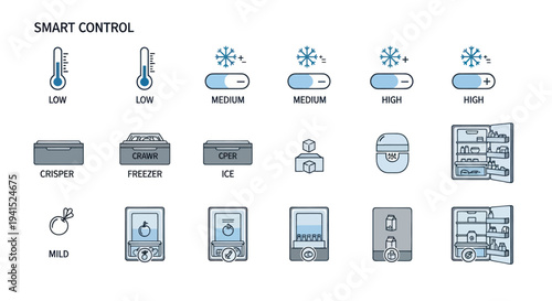 Smart Control Icons for Temperature Air Quality and Device Management.
