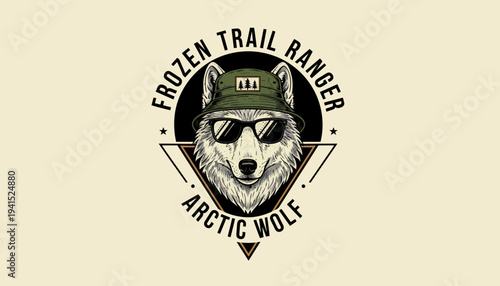 Illustration of Arctic Wolf Wearing Baseball Cap.
